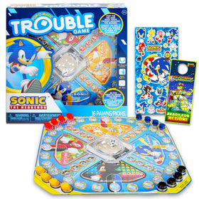 Sonic the Hedgehog pop-up board game with dice and pegs for interactive family play.