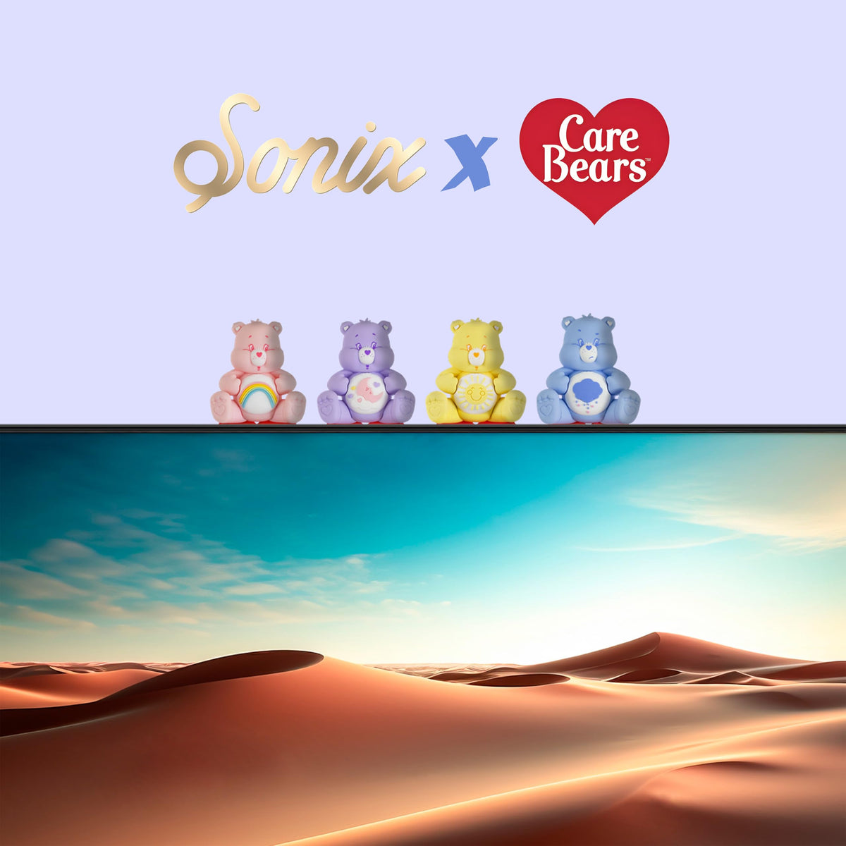 Sonix Care Bears Peekers unboxing view highlights collectible design.
