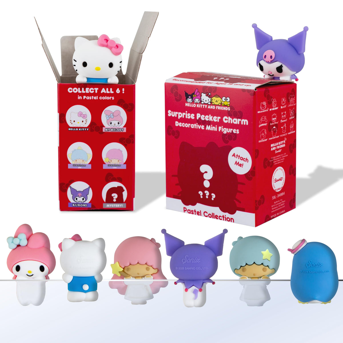 Sonix pastel-peekers Hello Kitty blind box decor adds playful charm to your laptop.