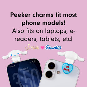 Sonix My Melody peeker figure on a heart for bookshelves.