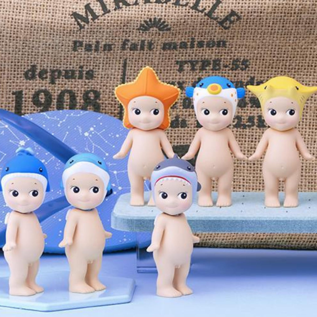 Sonny Angel Marine mini figure stands 3 to 3.75 inches tall for shelf display.