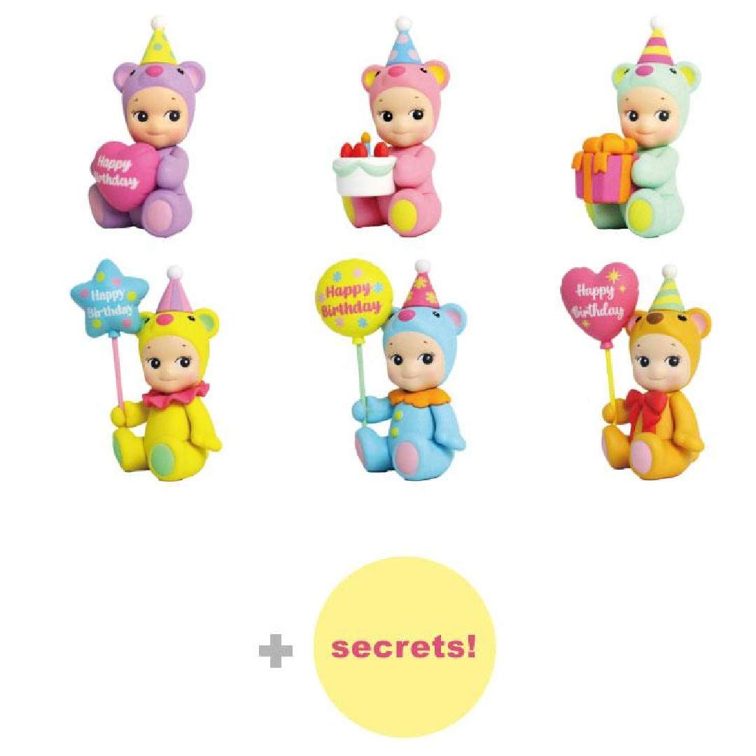 Sonny Angel Birthday Bear in cake hug pose, perfect for gift boxes.