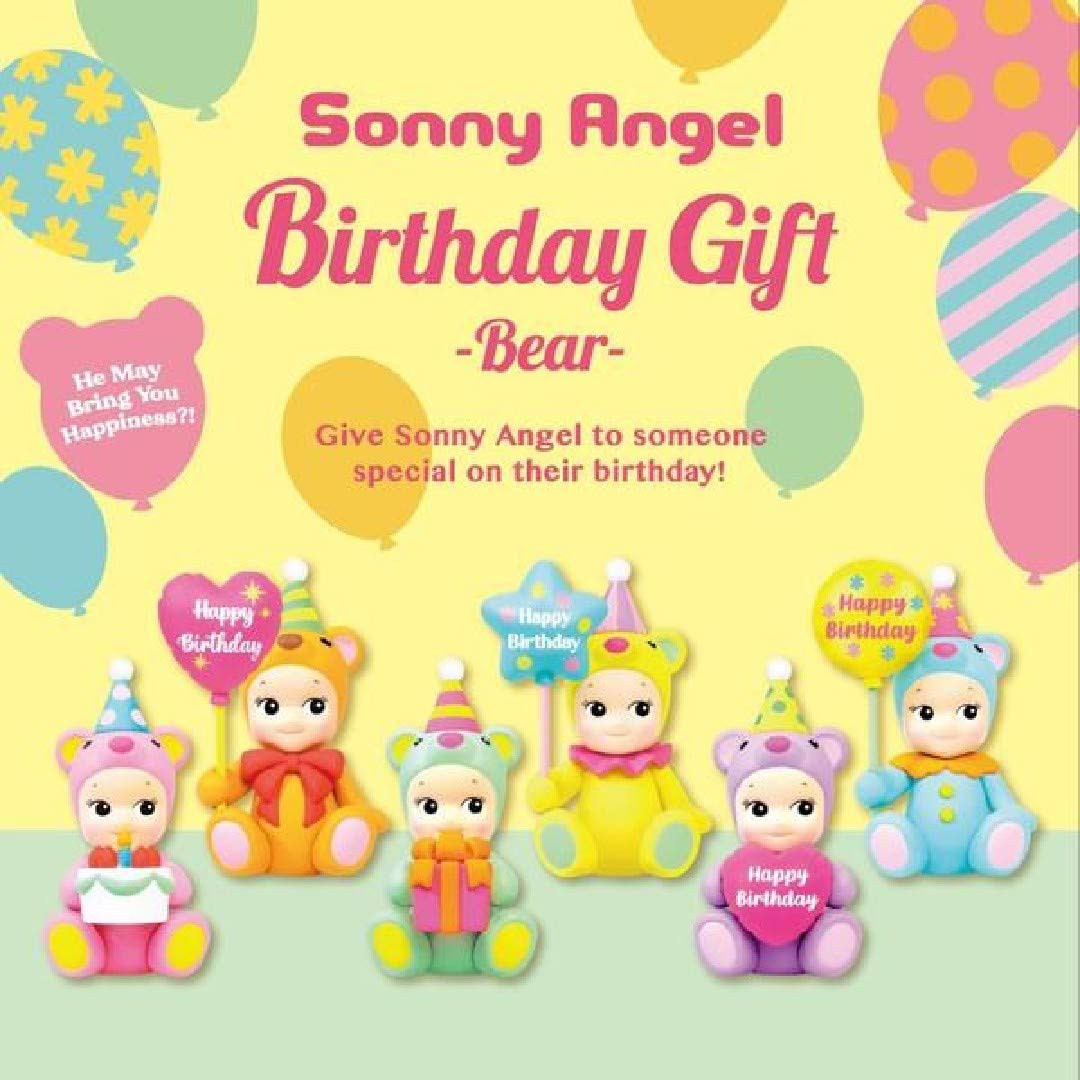 Sonny Angel Birthday Bear with star balloon, portable pocket companion.