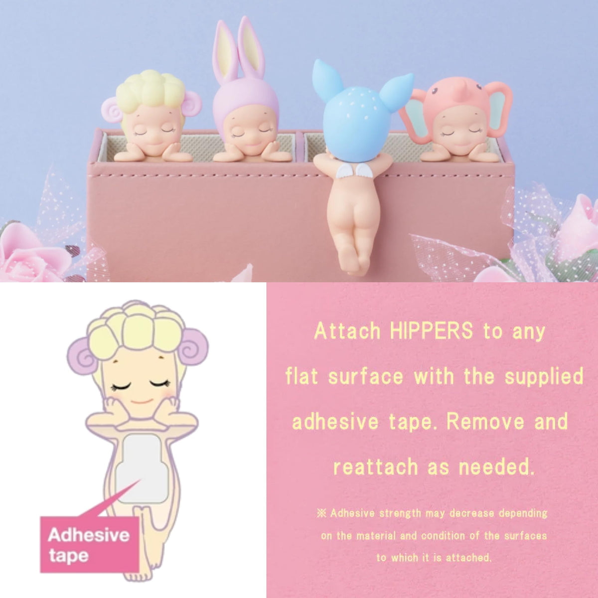 Sonny Angel Hippers Dreaming 3 adhesive tape attachment for easy placement