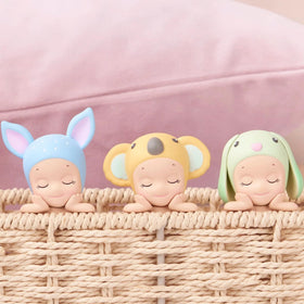 Sonny Angel Hippers Dreaming 3 on laptop for playful desk decor