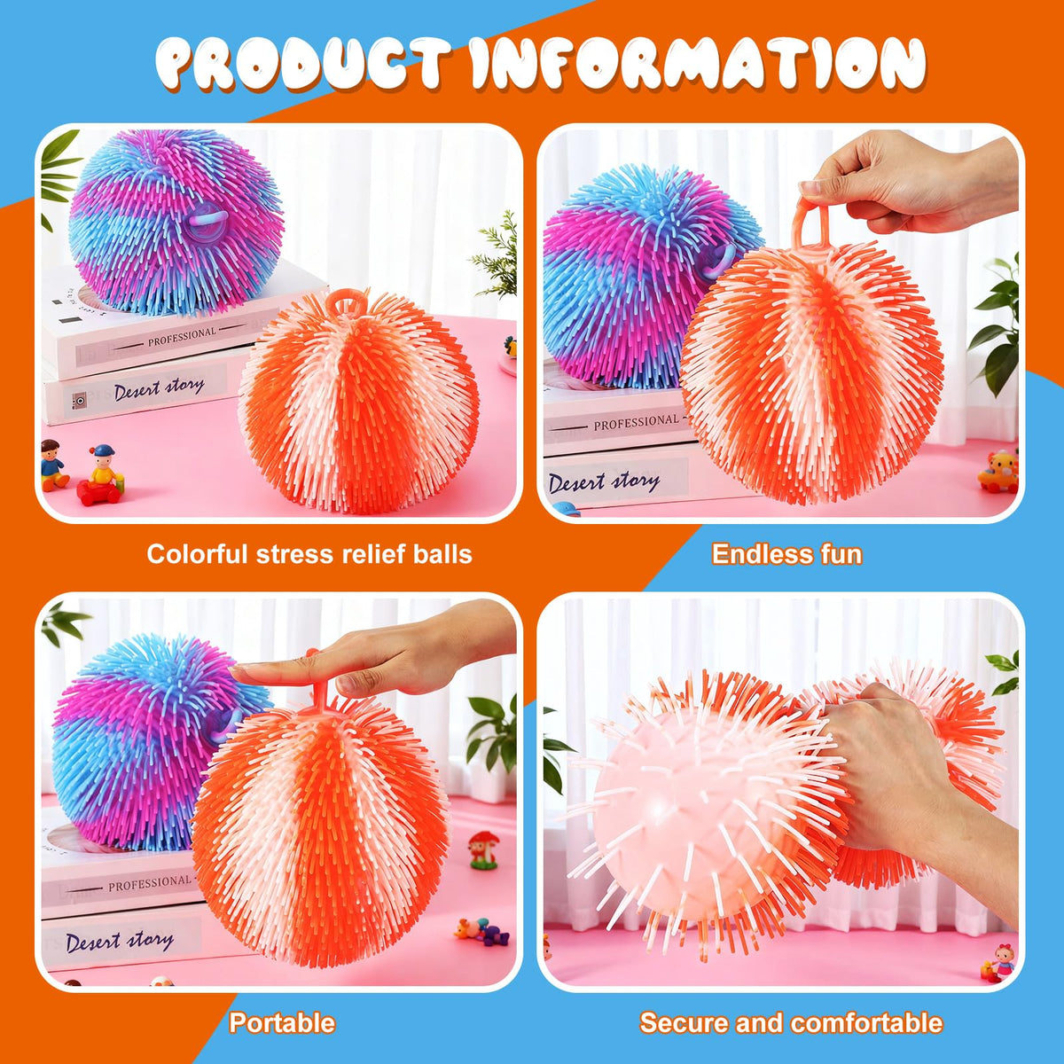 Sonwyoung blue-purple mix puff ball ideal for sensory play and focus.