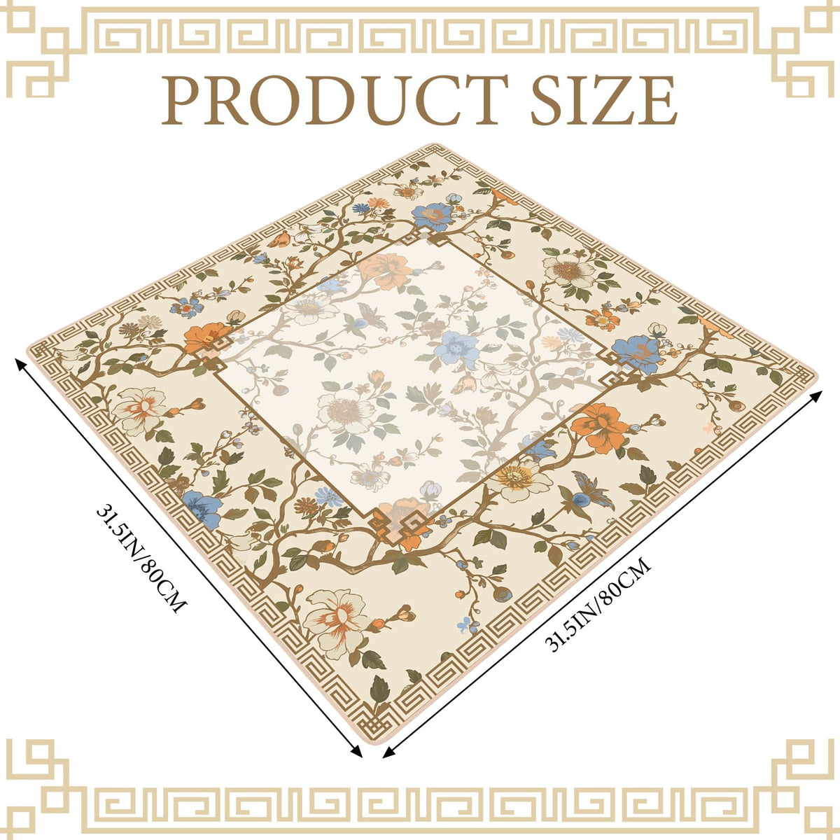 Sonwyoung chinoiserie mahjong mat beige white design enhances table aesthetics