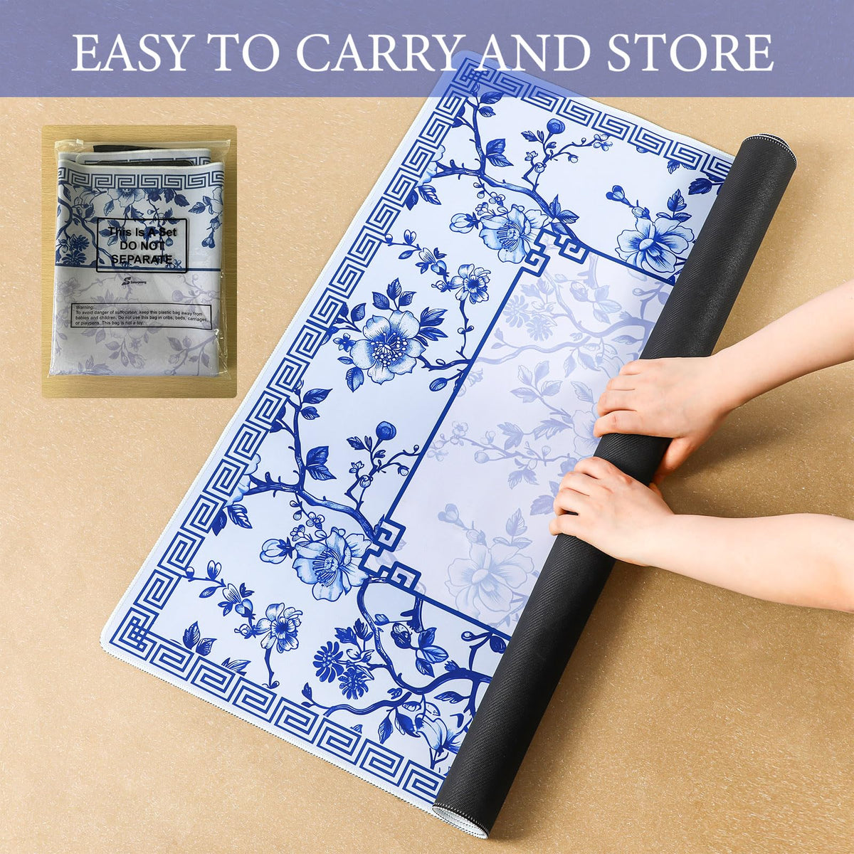 Sonwyoung chinoiserie mahjong mat multi-use, suitable for mahjong, dominoes, and board games.
