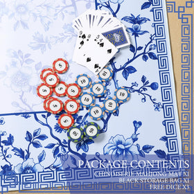Sonwyoung chinoiserie mahjong mat on table, protects surface while games unfold.