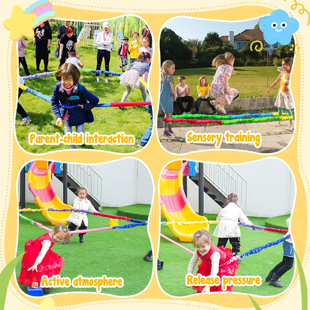 Sonyabecca elastic fleece band 4-color border supports color-coded boundaries for engaging activities
