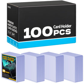 Sooez 100-count card sleeves top view shows clear protection.