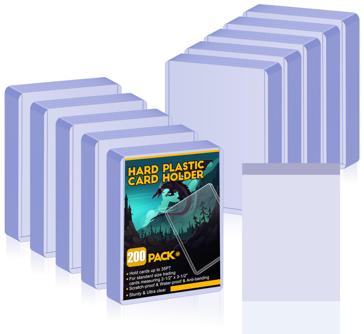 Sooez 400 Card Sleeves pack front for secure protection and display of cards.