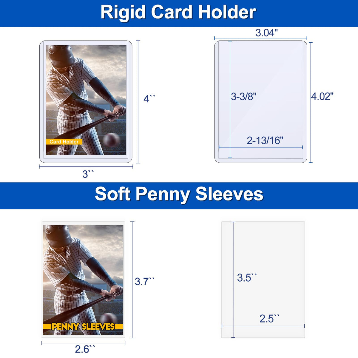 Sooez penny sleeves improve top-loading storage for 3x4 cards.