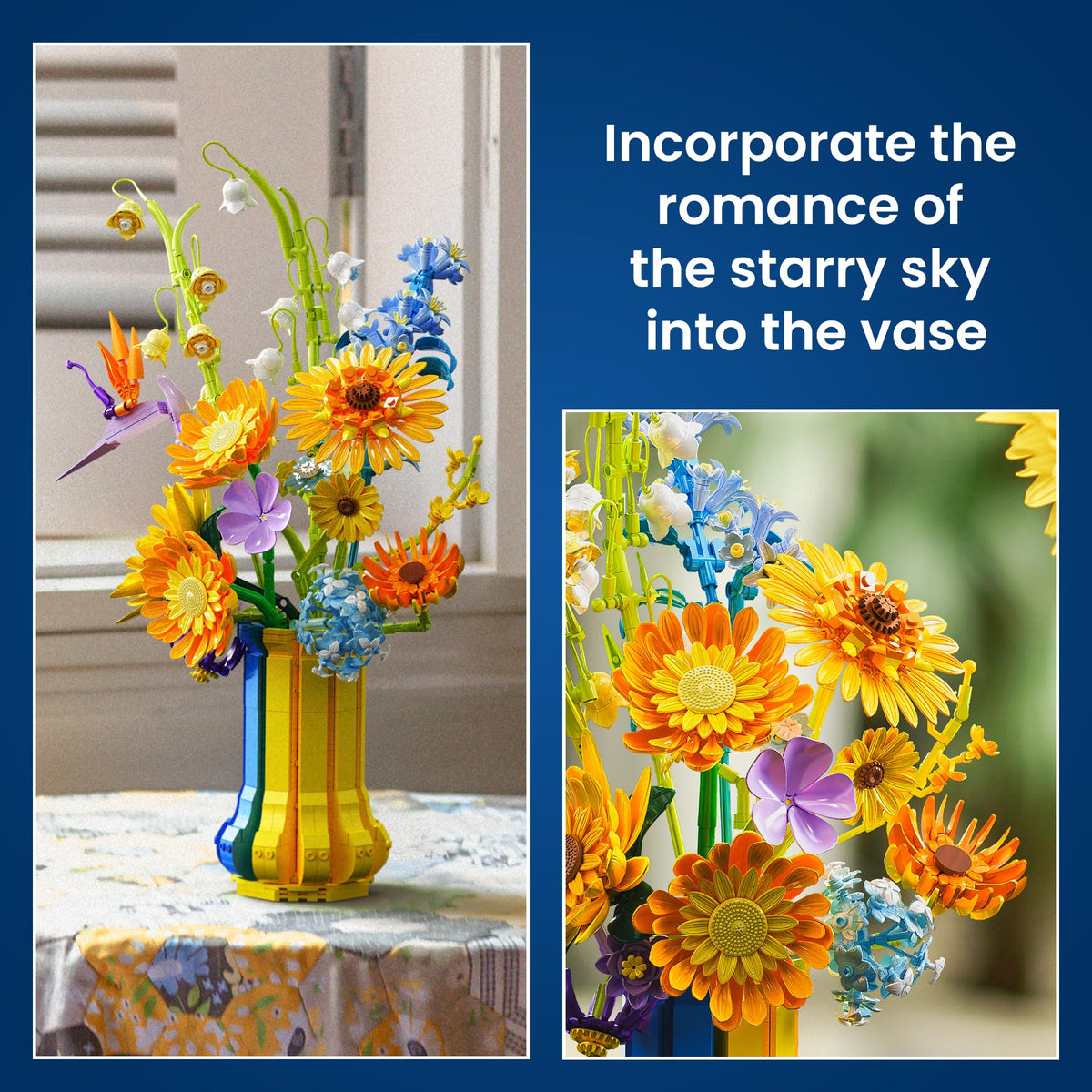 SOOLIO gazania and canterbury bells add vibrant variety to any arrangement