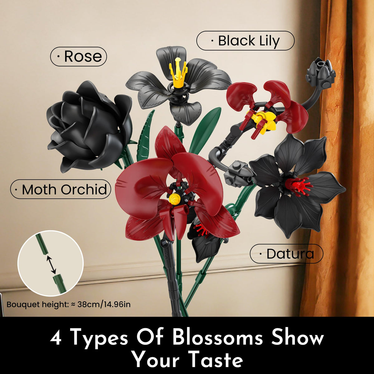SOOLIO Mothers Day gift bouquet kit for loved ones who cherish dark elegance.