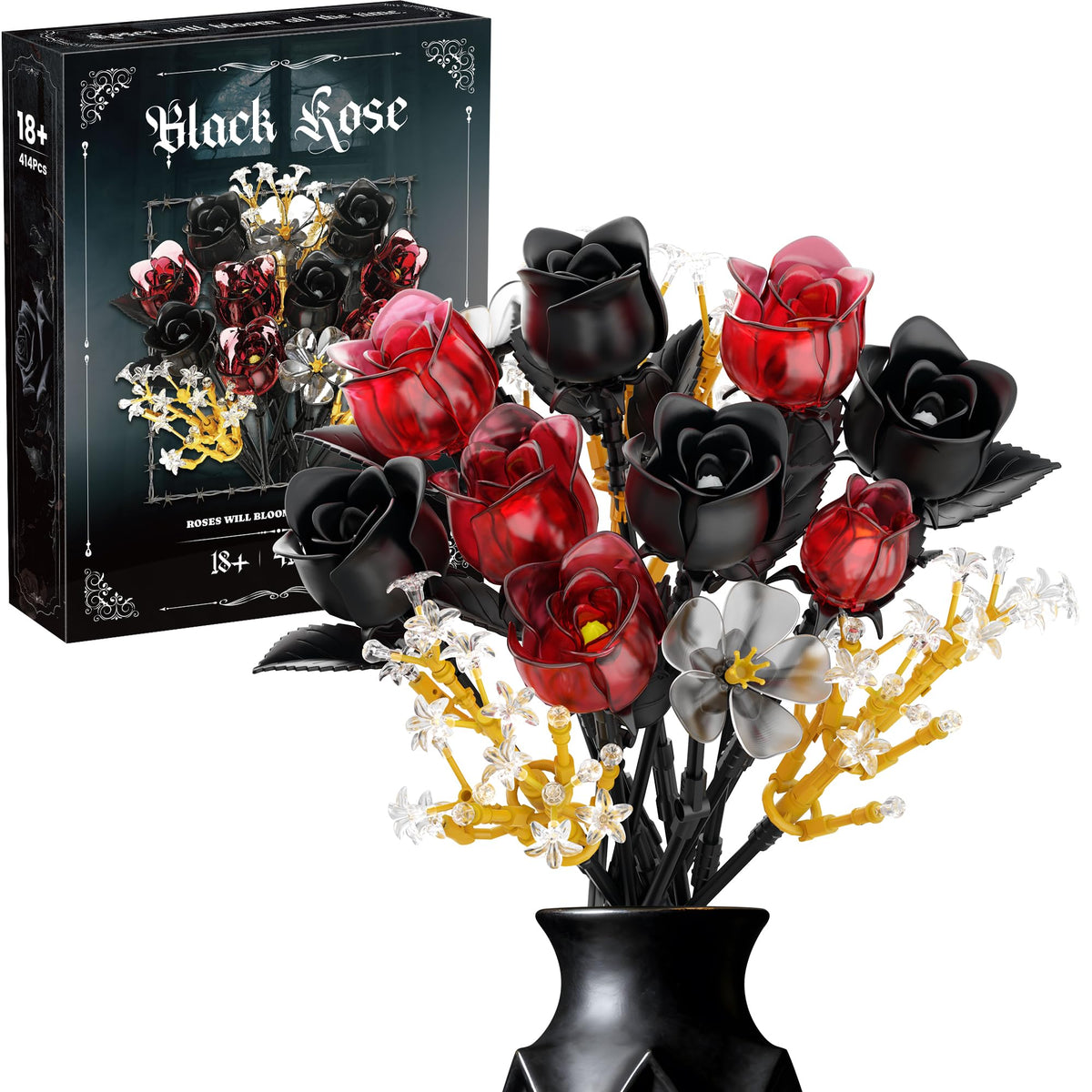 SOOLIO Mothers Day Rose Bouquet Building Set assembly view for a dramatic centerpiece