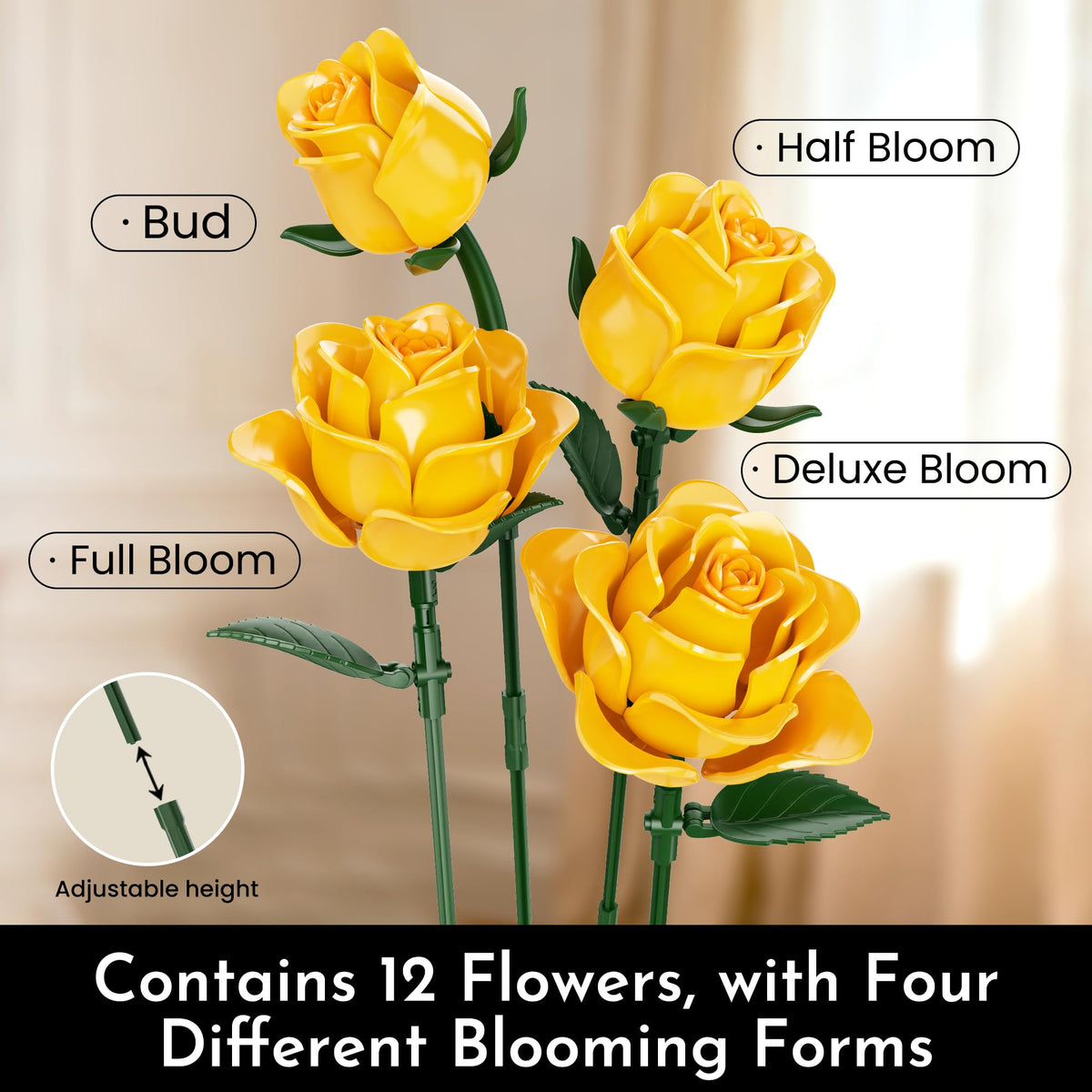 SOOLIO full bloom stage, showcasing a vivid yellow bouquet ready to display.