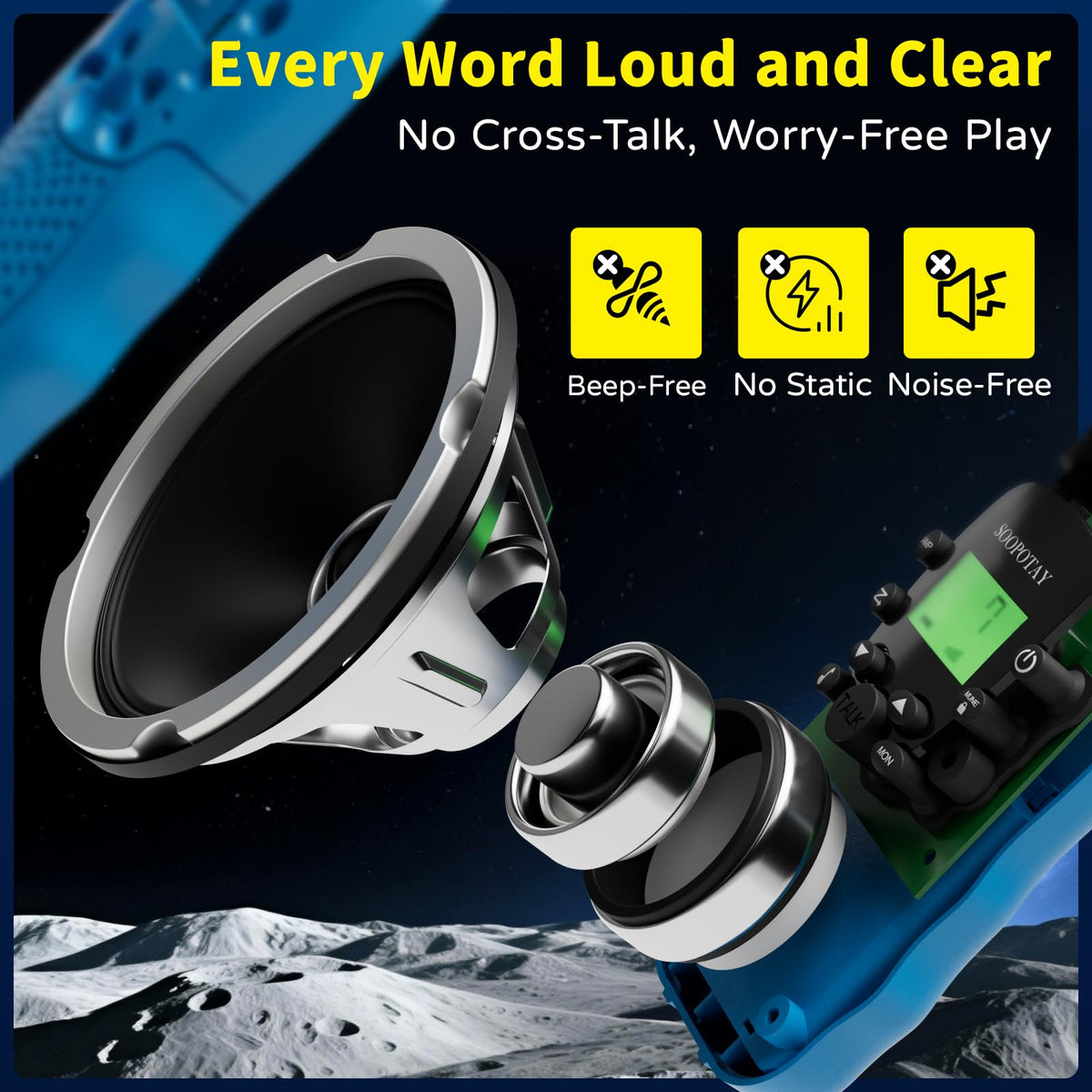 Soopotay walkie talkies show built-in flashlight for night adventures.