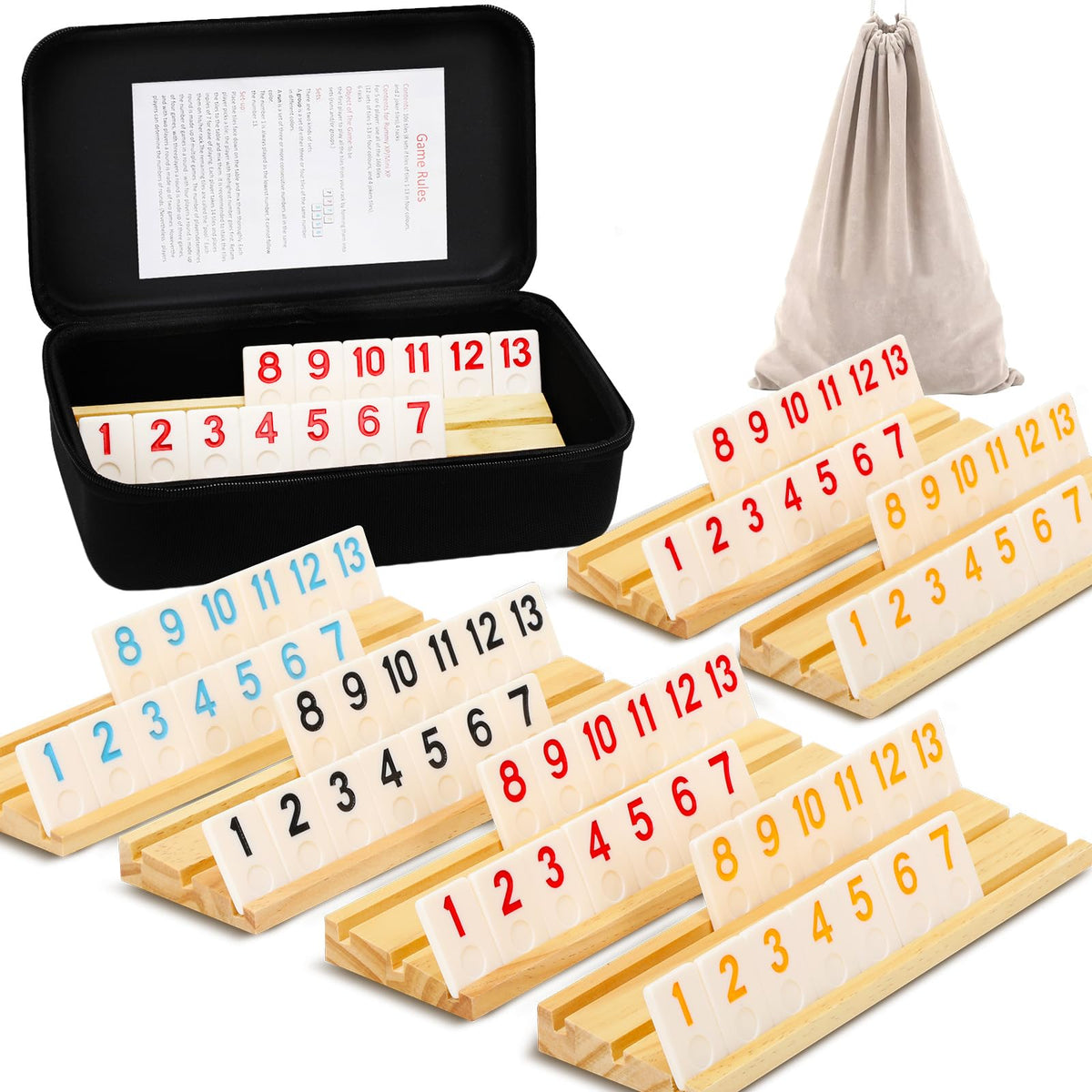 Soopotay rummy tiles (160) in bold colors for engaging family game sessions.