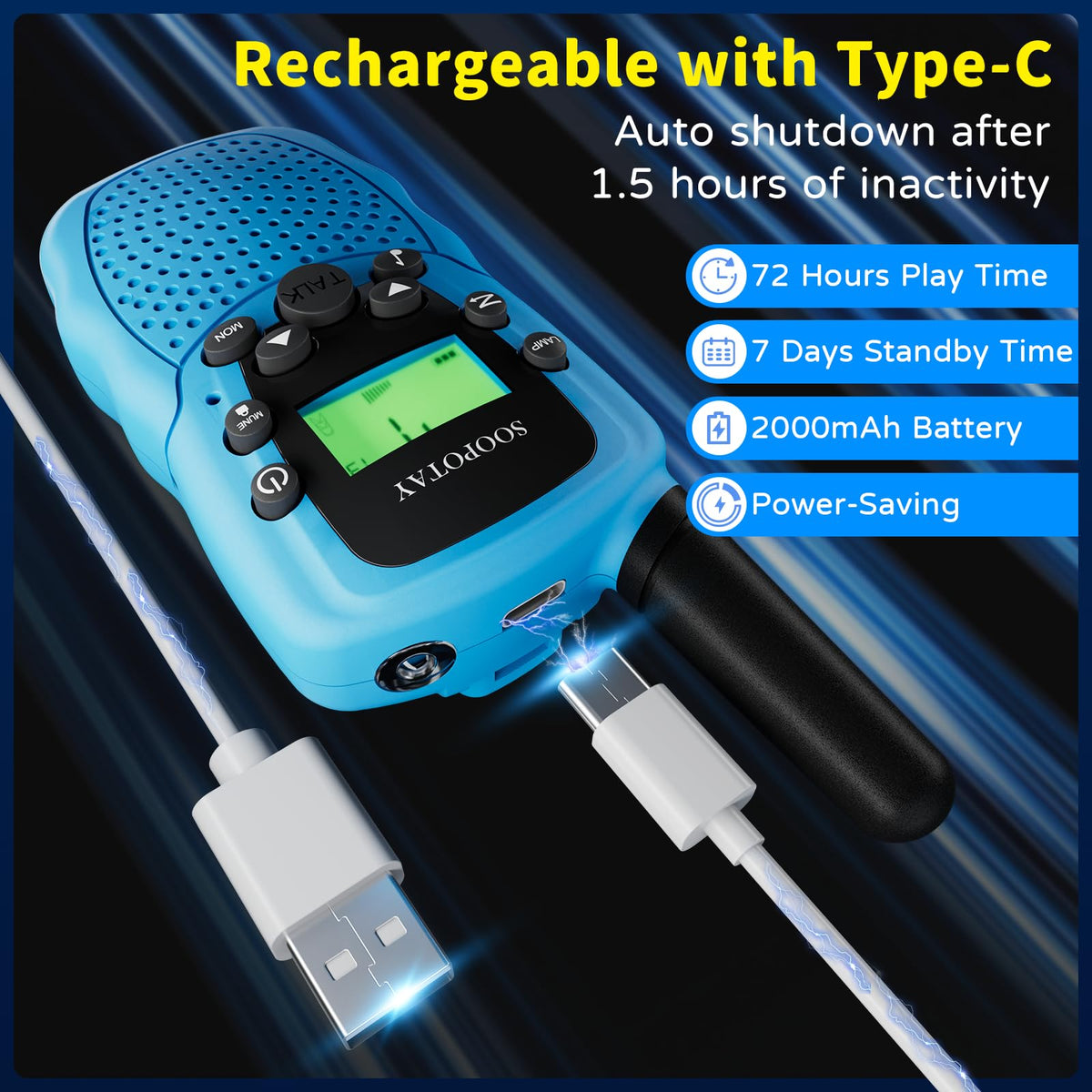 Soopotay walkie talkies for outdoor adventures provide reliable range during hiking and camping.