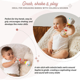 Sophie la girafe Soft Maracas Rattle colorful beads close-up for visual interest