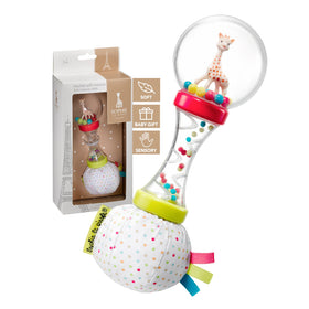 Sophie la girafe Soft Maracas Rattle front view for tactile exploration