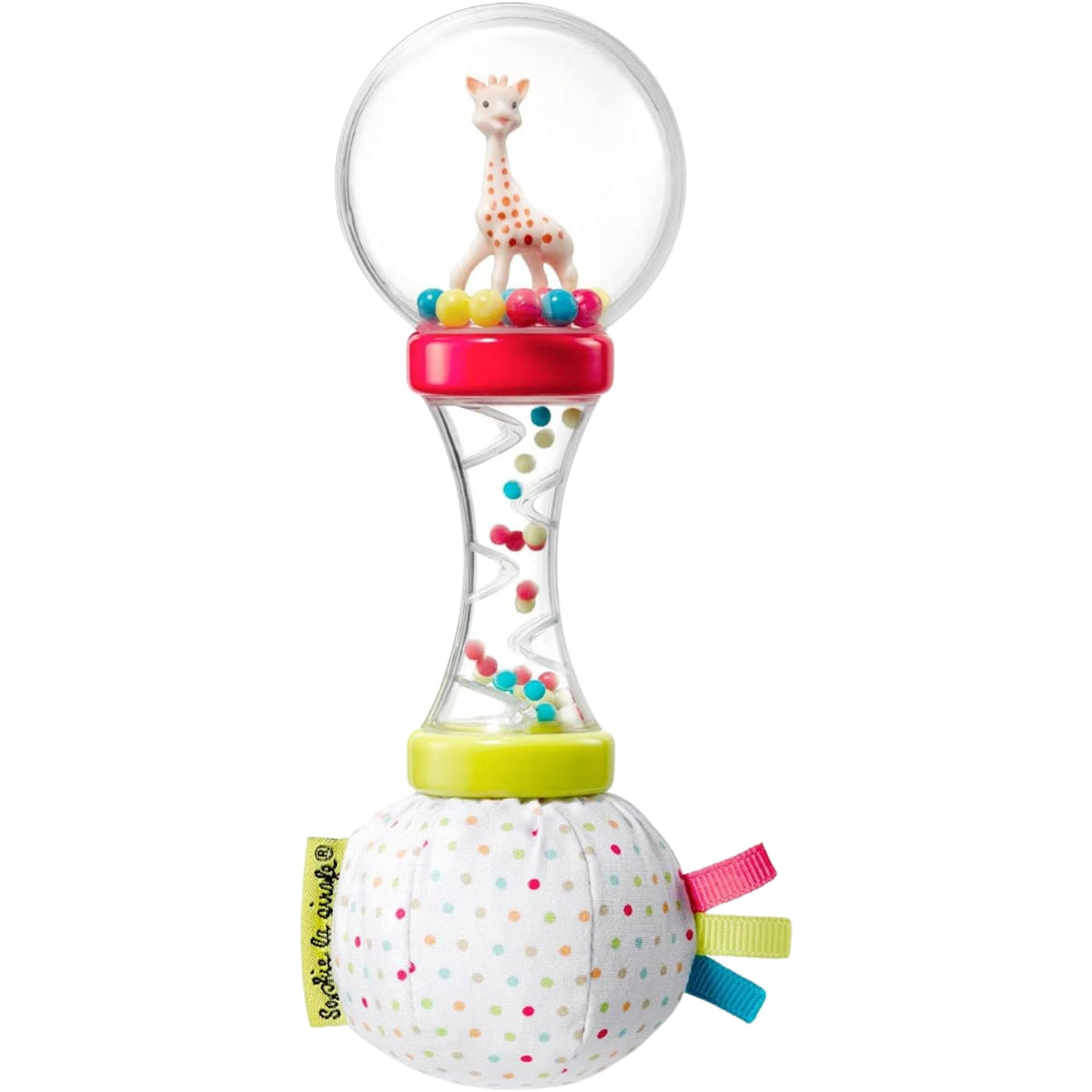Sophie la girafe Soft Maracas Rattle textured tabs close-up for touch