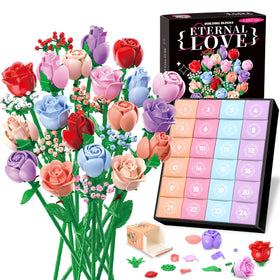 Sopu Colorful Rose Bouquet Building Set with 24 boxes for a gift-ready floral display