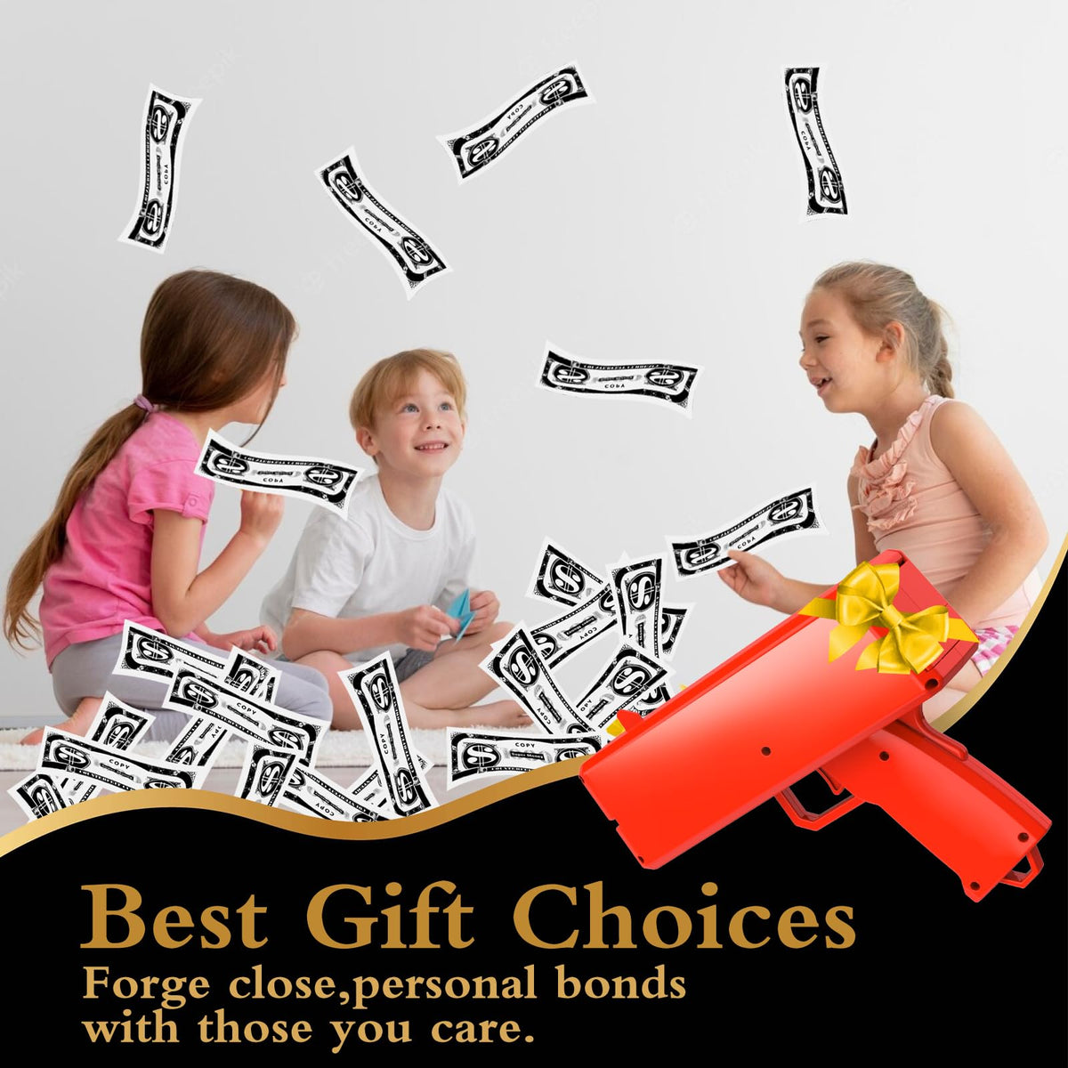 Loading compartment on the Sopu money gun enables quick reloads for continuous play.