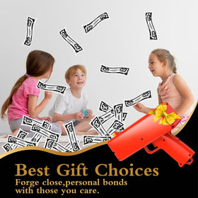 Loading compartment on the Sopu money gun enables quick reloads for continuous play.