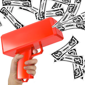 Sopu money gun in rain mode at a party, creating playful money showers.