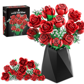 Sopu Red Rose Bouquet Building Set with rose assembly for lasting home decor