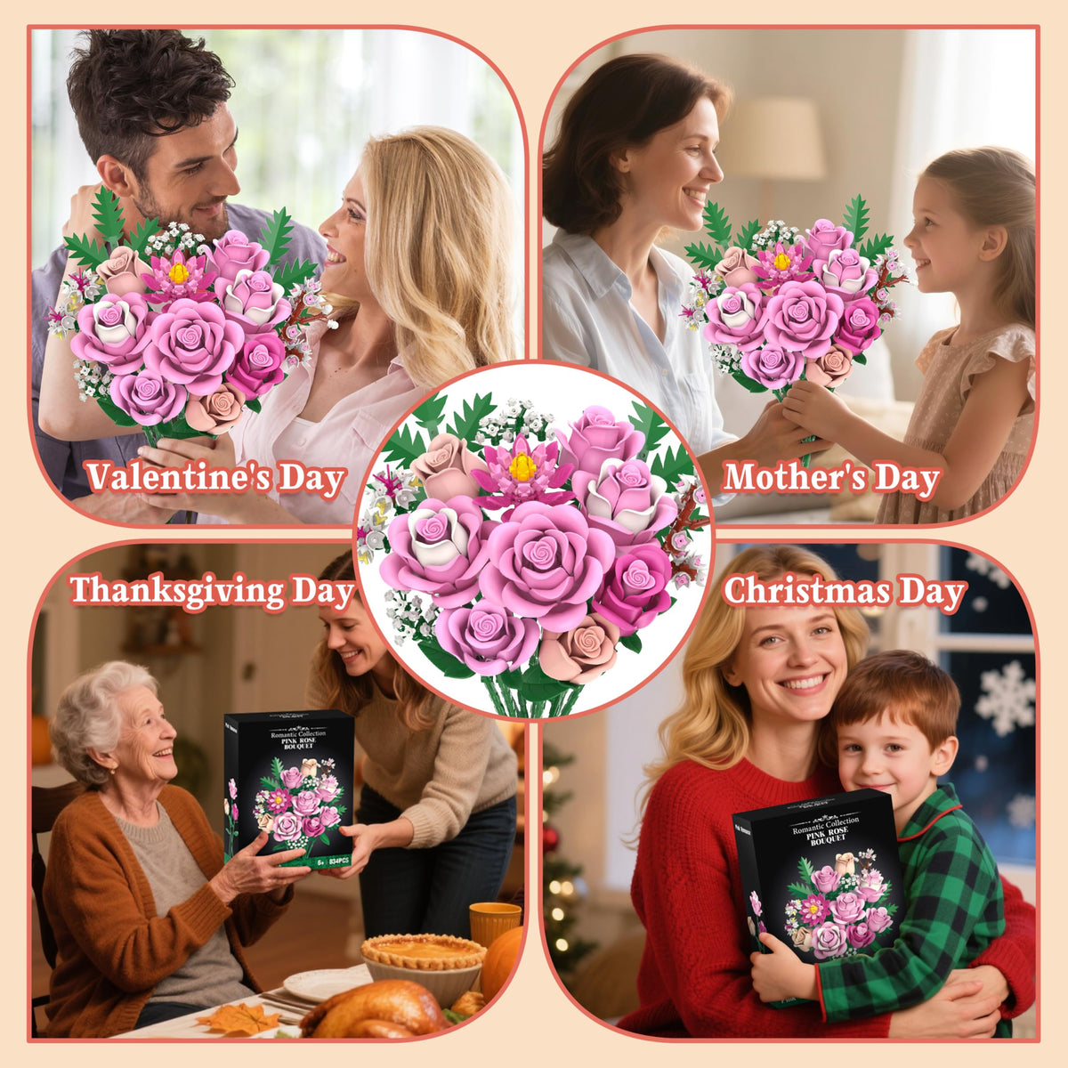 Sopu 15-piece floral set with realistic petals and blooms.