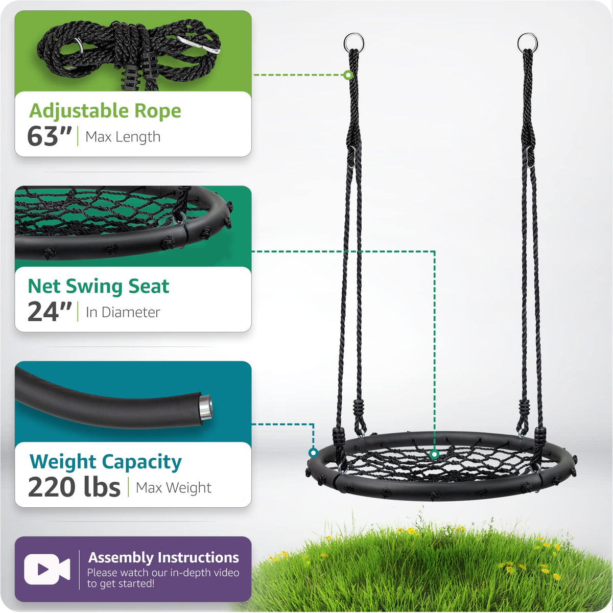 Sorbus Saucer Swing assembly kit included for quick setup