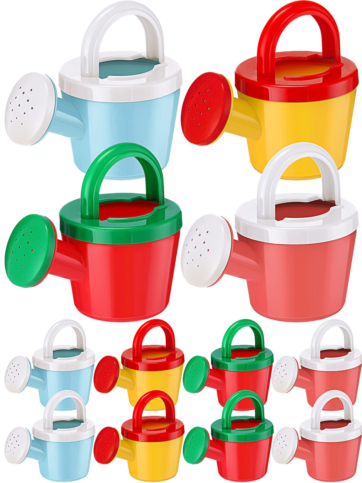 Sosation 12-piece kids watering cans for garden learning and play.