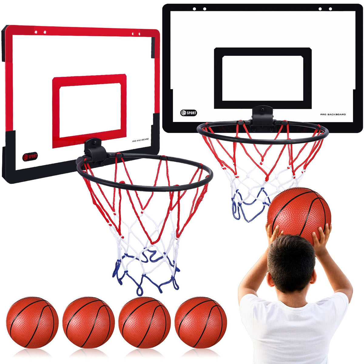 Sosation 2-pcs mini basketball hoop set mounted for indoor play