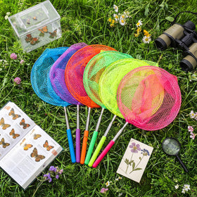 Sosation bug net with extended handle from 15 to 34 inches for reach.