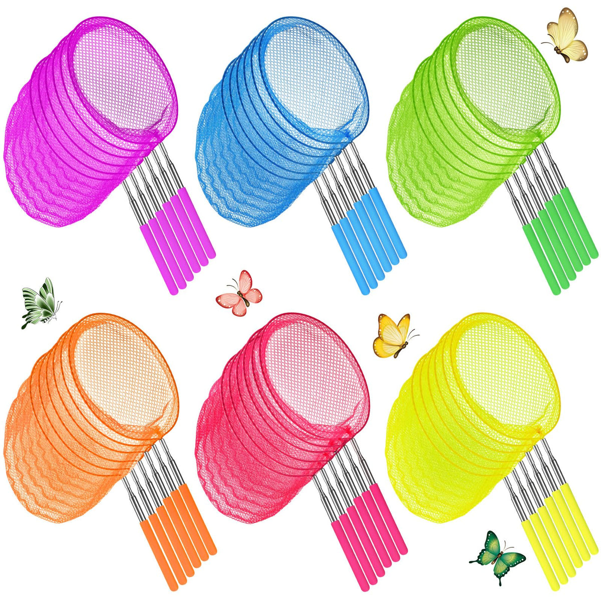 Sosation 24-piece kids telescopic butterfly net assembly for outdoor catching.