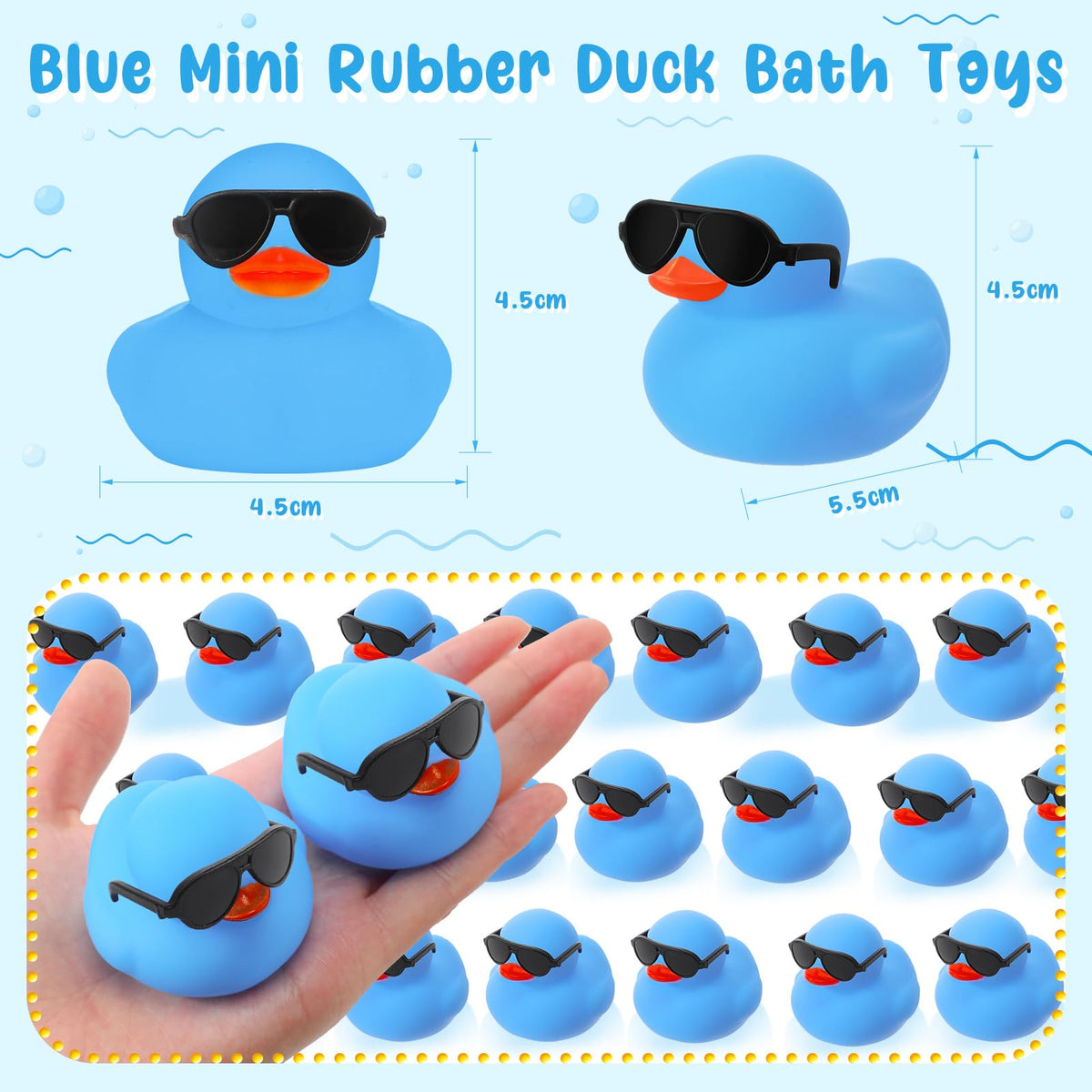 Sosation bath toy ducks floating with sunglasses in tub