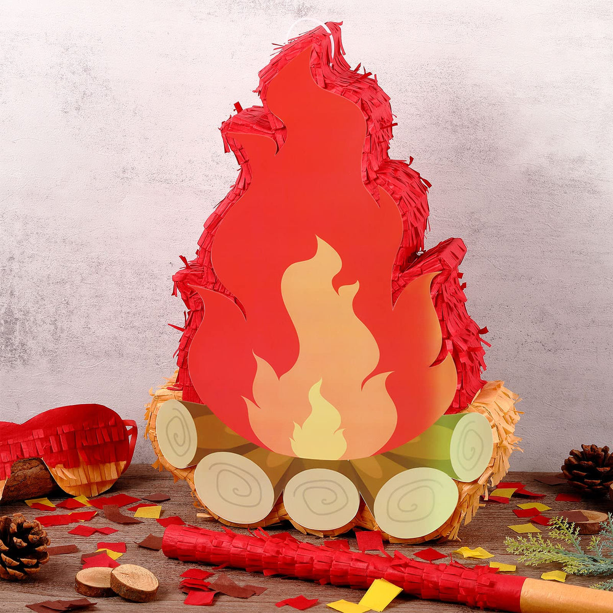 Sosation camping pinata decoration doubles as a vibrant party prop