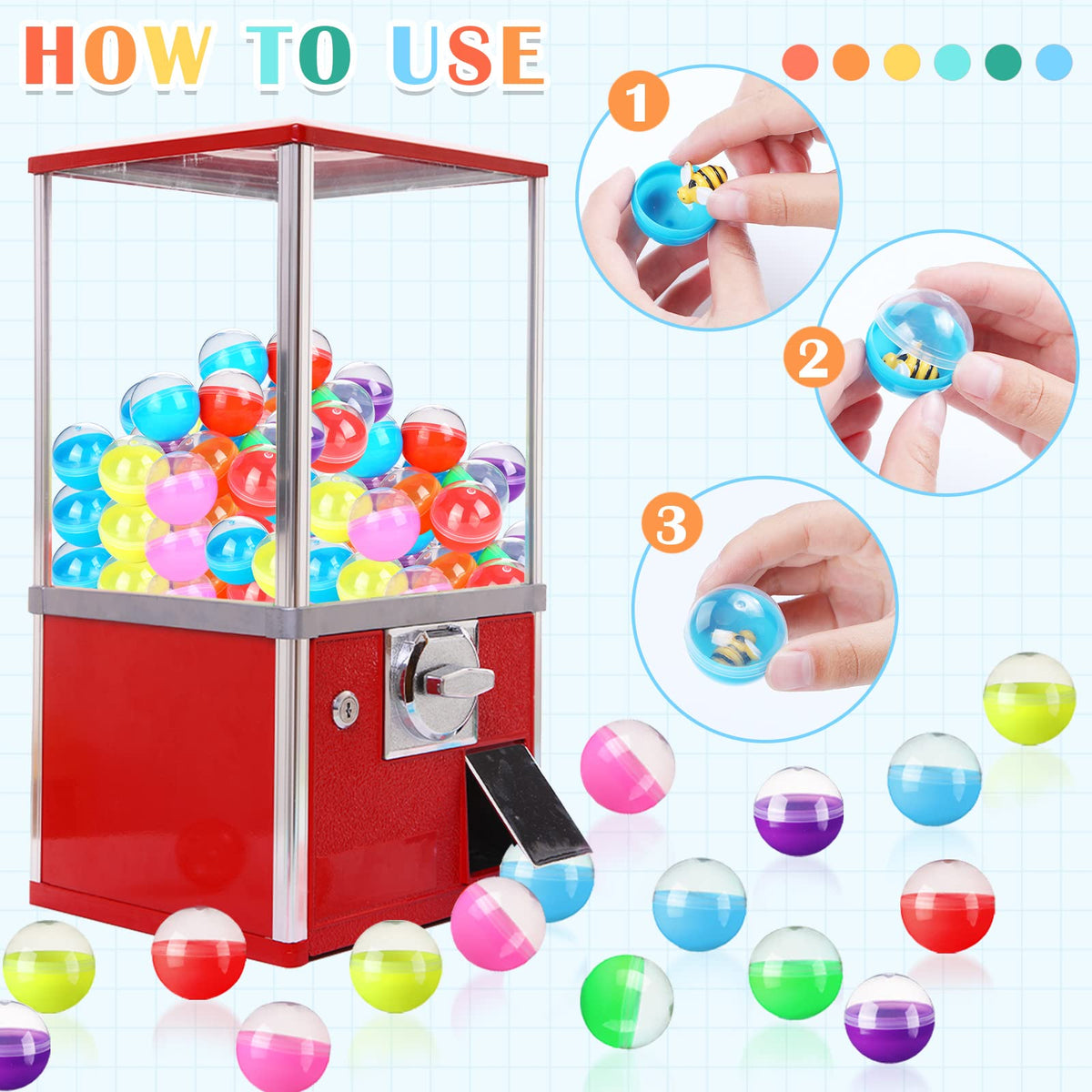 Sosation gumball capsules reduce jams in vending machines