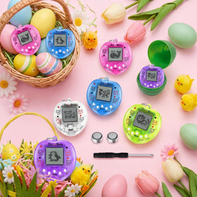 Sosation heart-shaped virtual pet keychain shown as a cute backpack accessory.