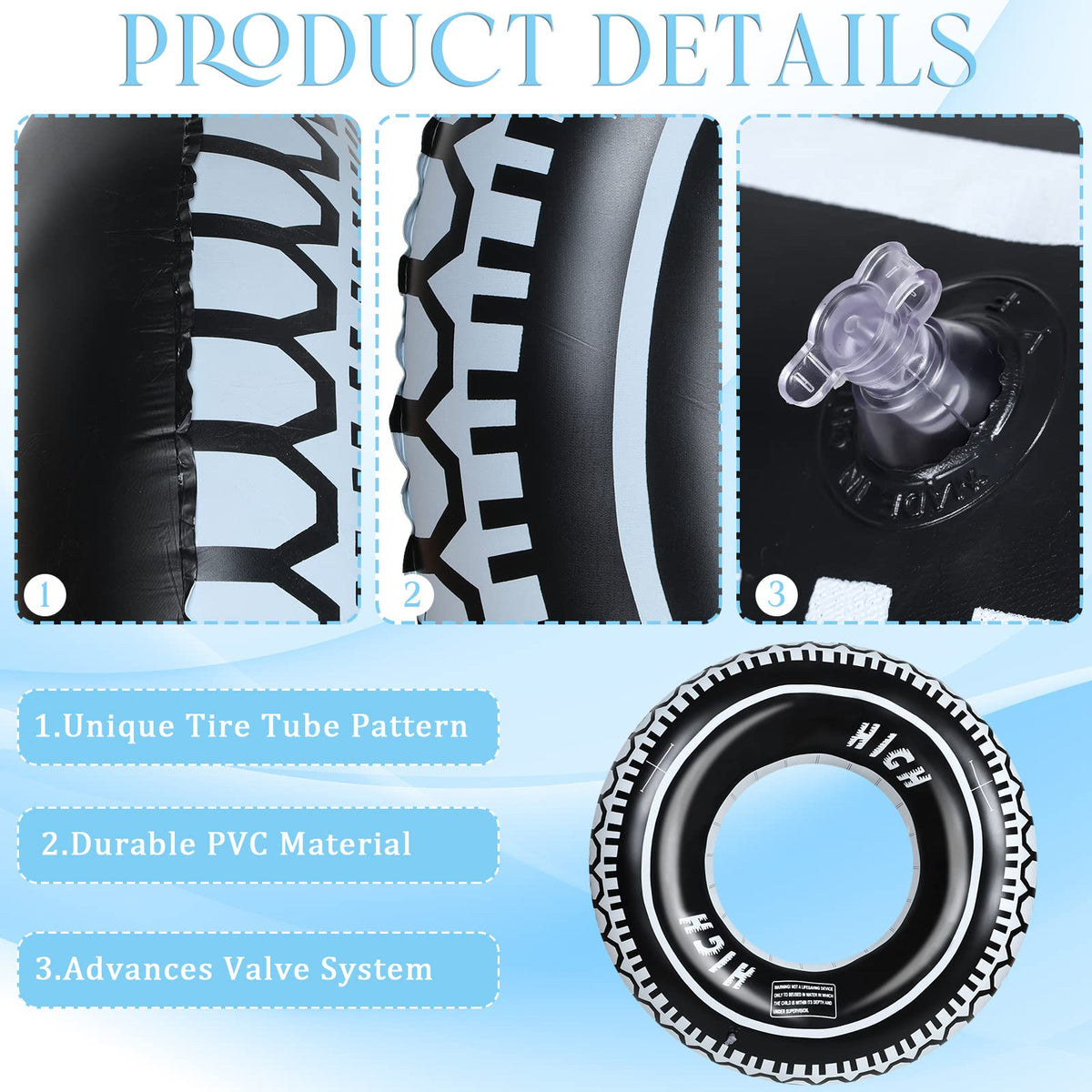 Sosation inflatable tire ring in bright colors ideal as party decor and game prop.