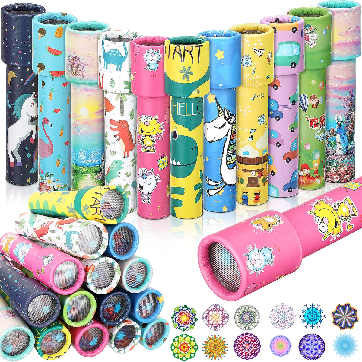 Sosation kaleidoscope tube closed with colorful wrapper for kids party favors