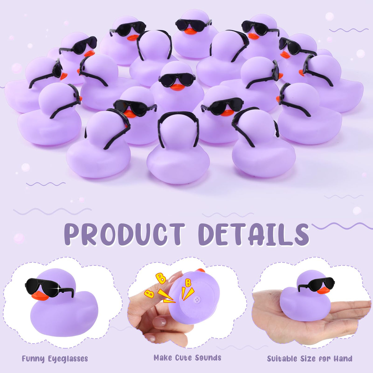 Sosation light purple duck with sunglasses brightens bath time