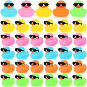 Sosation mini ducks with sunglasses floating in the tub for bath-time fun