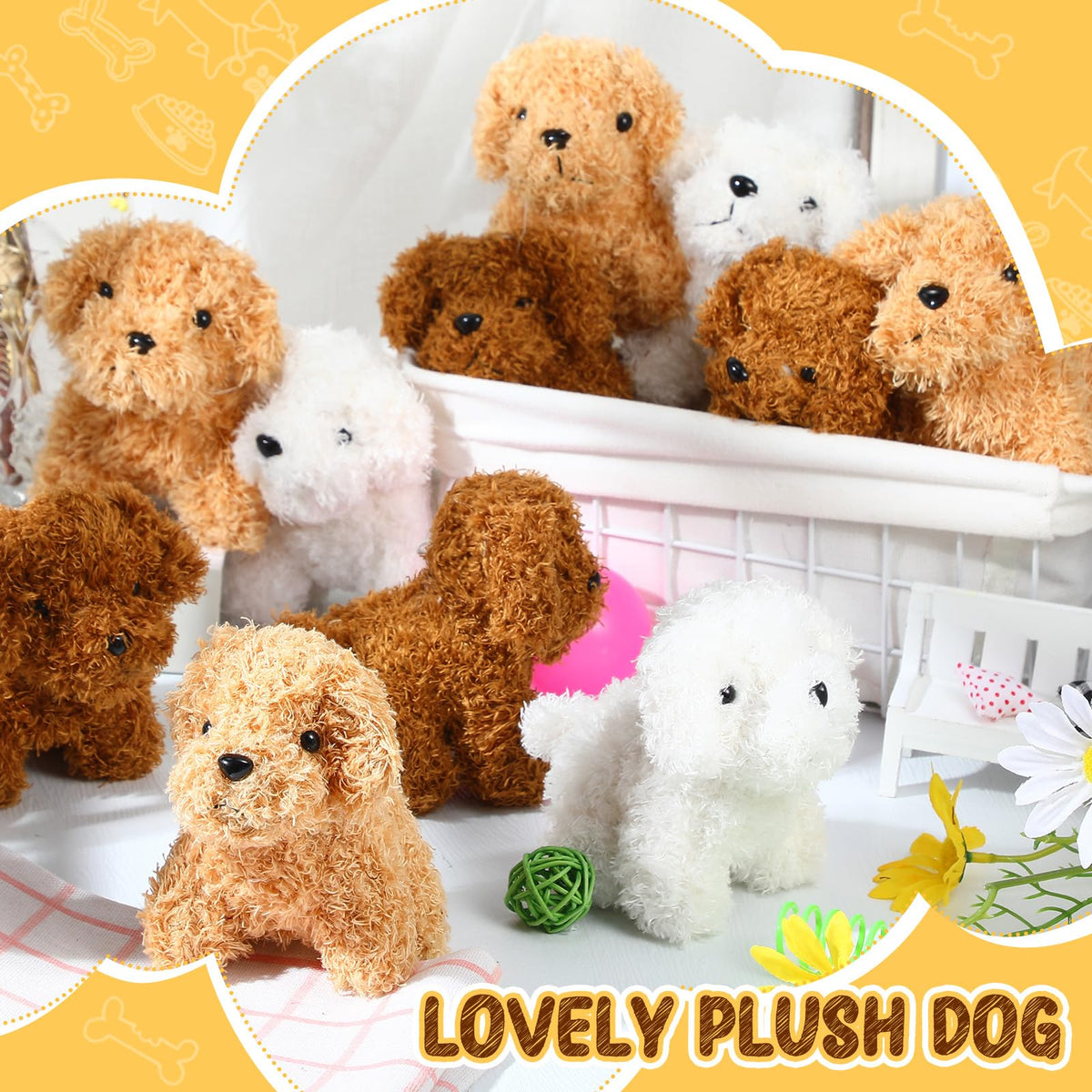 Sosation mini puppies displayed on a desk for cute decor accents.
