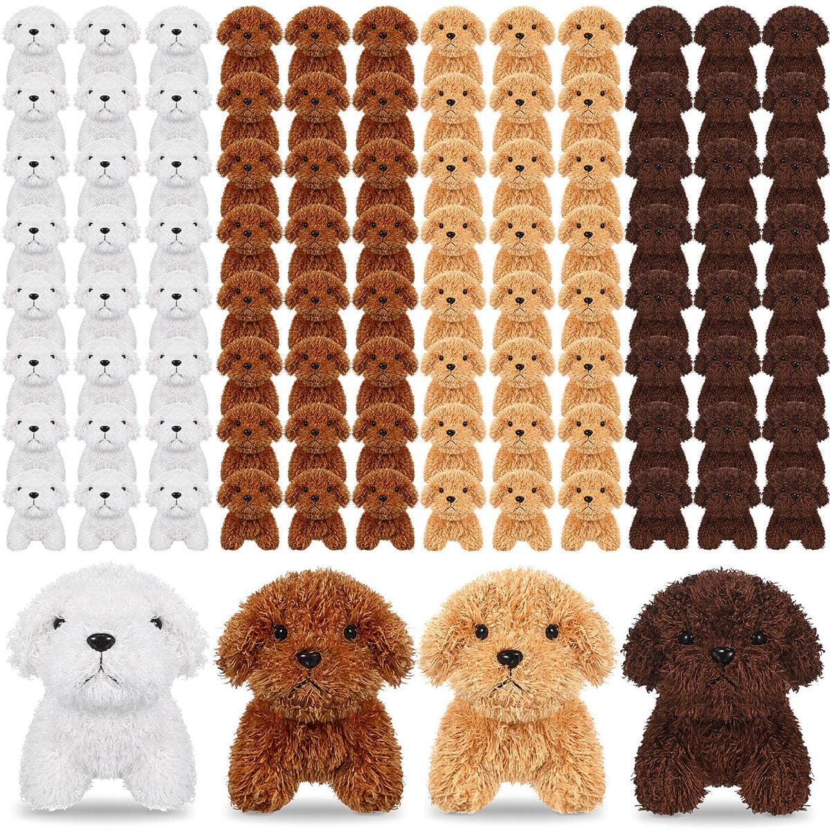 Sosation mini puppy plush set in assorted colors ready for party favors.