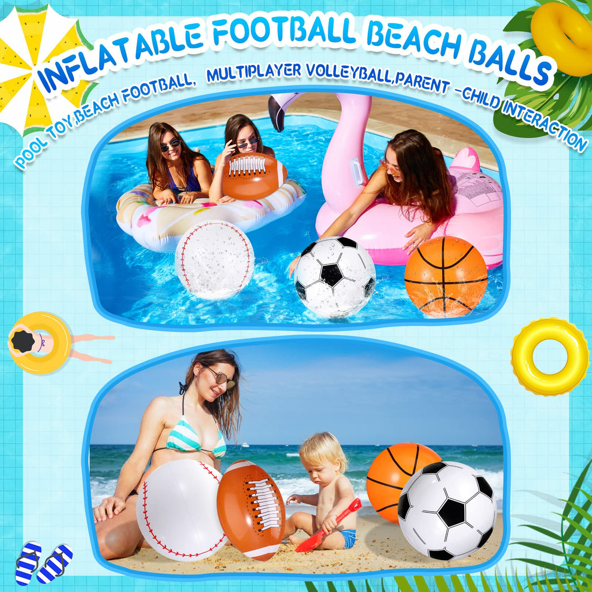 Sosation multisport beach ball pack for pool, beach, and park.