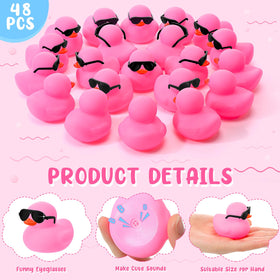 Sosation pink duck close-up with sunglasses highlights cute accessory for kids.